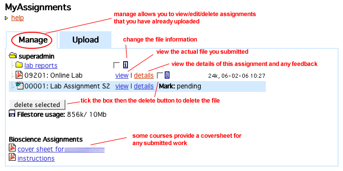 myAssignments - manage