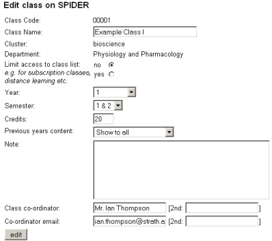 edit class details