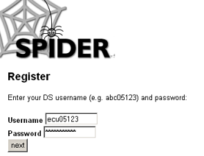 register: enter username